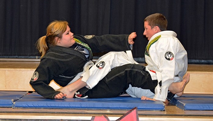 Students from Arashi Do Martial Arts School in Penhold and Bowden demonstrated martial arts skills during the Junior High Leadership Conference.