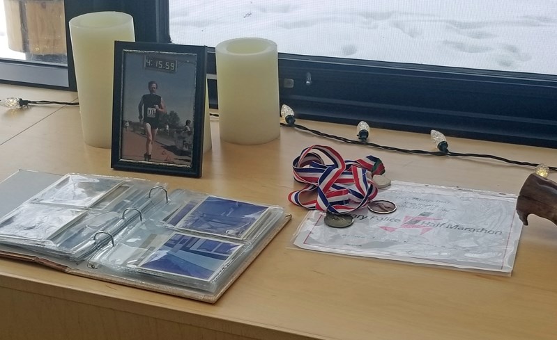 Various items of significant sentimental value were on display for the memorial service of Alan Hopkins at the Innisfail Library/Learning Centre on March 8. They fell off a