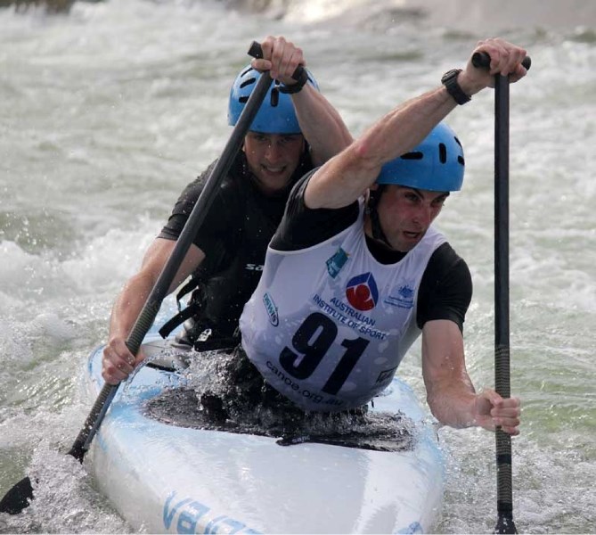 Daniel, front, and Thomas Purcell race in the Austrialian open at the Penrith Whitewater Stadium in Australia. The competition took place from February 18-20.