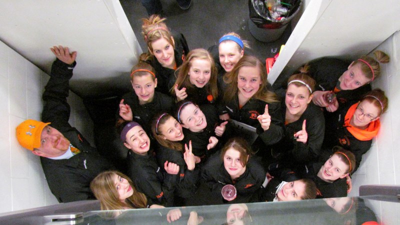 Innisfail Bantam Female Flyers are all smiles en route to a golden performance at provincials in Cold Lake.