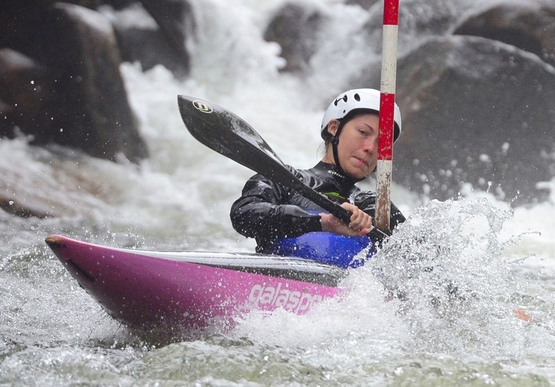 Jessica Groeneveld fights gushing waters after days of rain at the Minden Wildwater Preserve achieving a spot on the elite national kayak singles team.