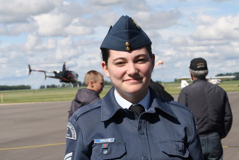 Katlyn Merkley, 17, a sergeant with 7 Penhold Royal Canadian Air Cadets helped out with the Innisfail Flying&#8217;s Club&#8217;s annual pancake breakfast June 9.