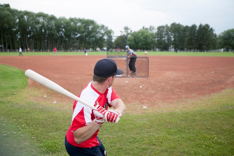 The Innisfail Indians practise on Aug. 7 in preparation for the 2013 Parkland Baseball League championship tournament in Eckville from August 9 to 11.