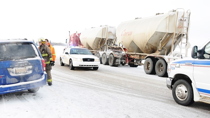 Scene of a three-vehicle collision that occurred in late December on the QEII.