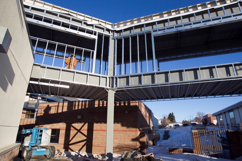 Construction crews continue to work on upgrades to the Innisfail Jr./Sr.High and Innisfail Middle School. The building permit for the project is worth $6.9 million.