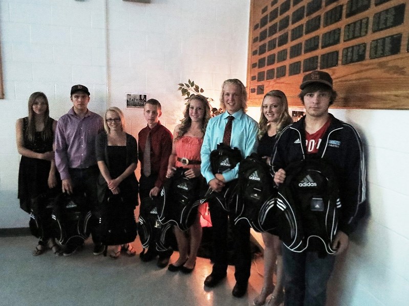 Innisfail High School Athletes of the year from left to right: Carmen Maree (Grade 9 female), Jeremy Klessens (Grade 9 male), Elizabeth Maciborsky (Grade 10 female), Nolan