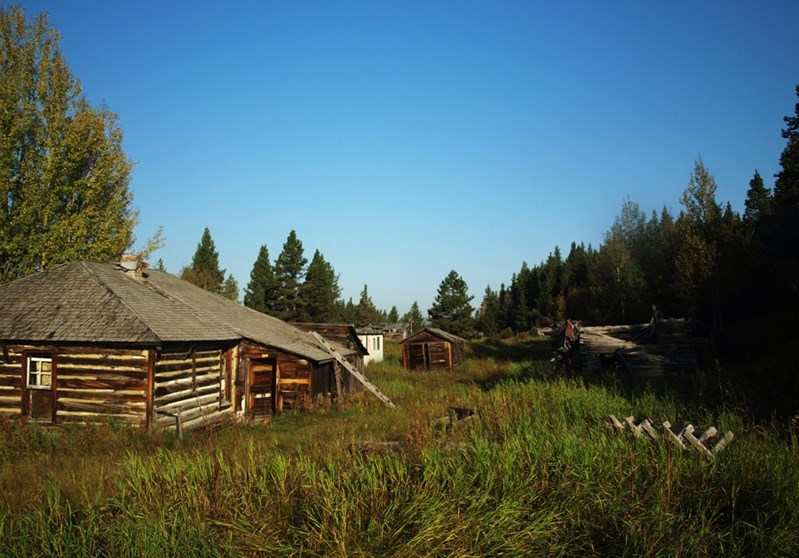 The forlorn abandoned Main Street of the ghost town of Lovett, a former mining community in Alberta&#8217;s historic Coal Branch where Johnnie Bachusky visited several times