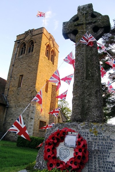 The Ettington village war memorial in Warwickshire, England.