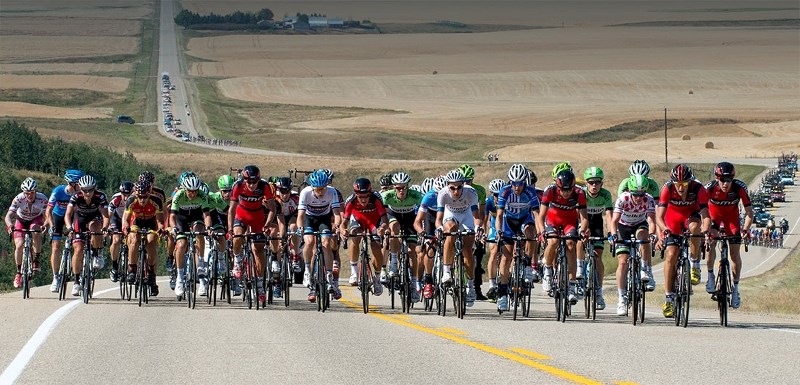 Tour of Alberta cyclists travel towards Innnisfail during last year&#8217;s event.