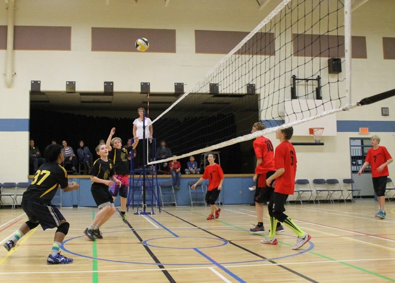 St. Marguerite Bourgeoys Bears go on the offensive against H J Cody during a match played on Oct. 23 at St. Marguerite Bourgeoys in Innisfail.