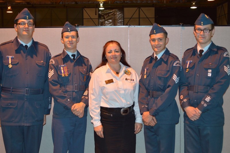 Members of #7 Penhold Cadet Squadron received long service medals for four and five years during the Oct. 29 cadet awards ceremony held at Hangar #6 Penhold base.