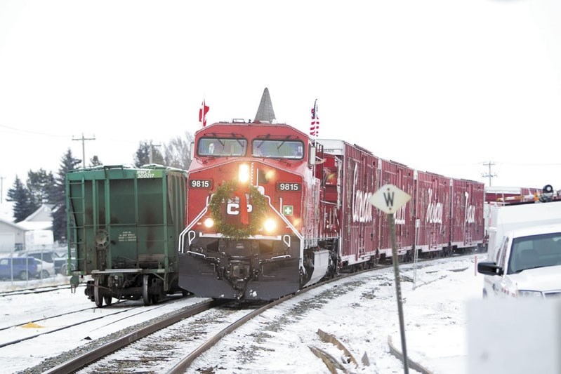 The Canadian Pacific Holiday Train rolls into town during its last stop in Innisfail in 2012.