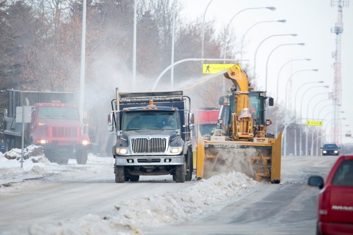 Innisfail road crews were out last week clearing snow off 52 Avenue. Although there was steady light snow for most of last week the weather forecast is calling for sun and