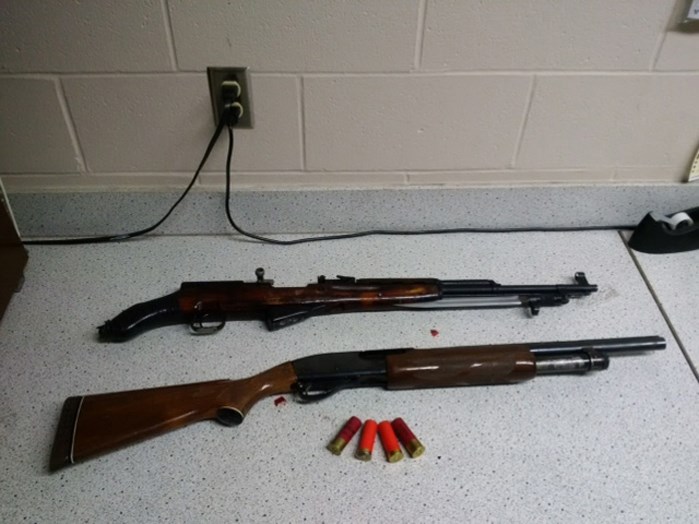 A police photo of two seized firearms