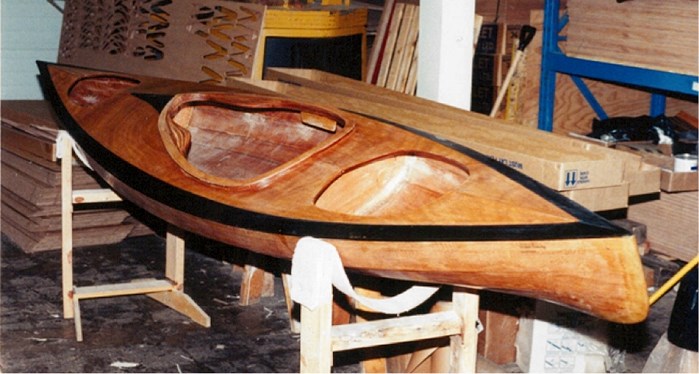 This hand-built wooden kayak was stolen from an Innisfail residence on Jan. 6. This unique kayak dismantles in three parts and has Inuit-type drawings on the front and rear