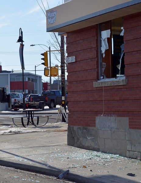 Money Mart in downtown Innisfail was broken into in the early morning hours of Feb. 16. The ATM located inside the building was stolen, and dumped in a rural location.