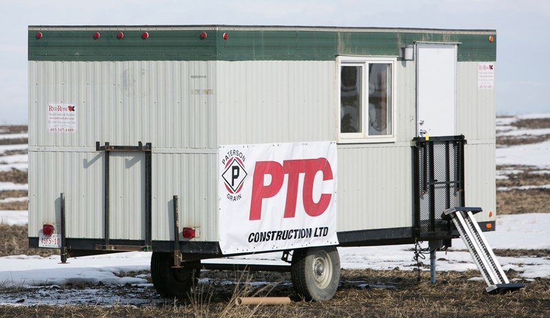 A trailer on the site of a new Paterson Grain facility to be built near Bowden.