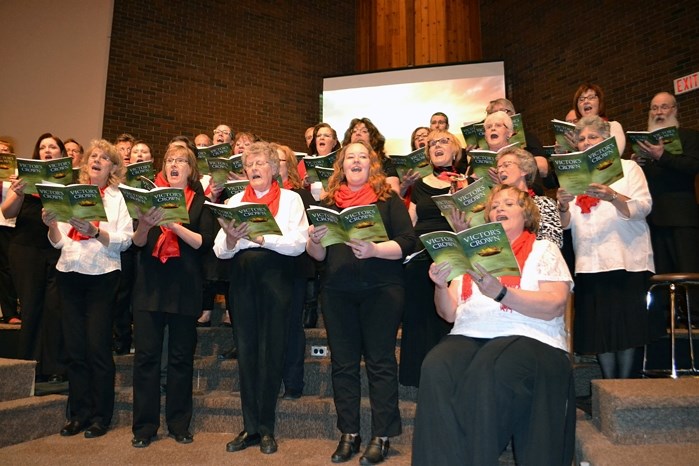 The choir for the Easter musical Victor&#8217;s Crown on March 26 was comprised of members from several Innisfail Christian churches.