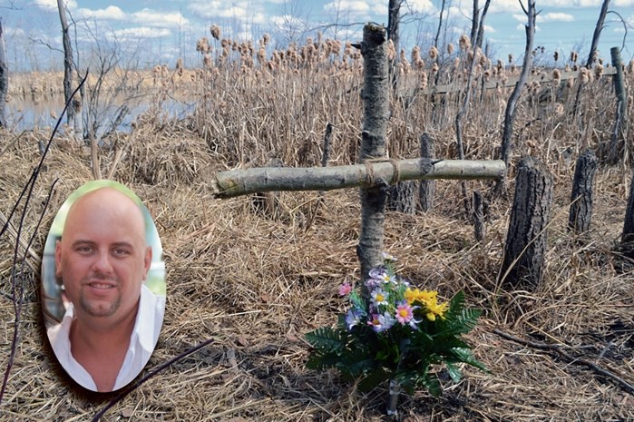 A simple and heartfelt cross tied together, along with flowers, was lovingly placed by Wainwright&#8217;s Darren Demkiw on April 15 to honour his late older brother Dwayne