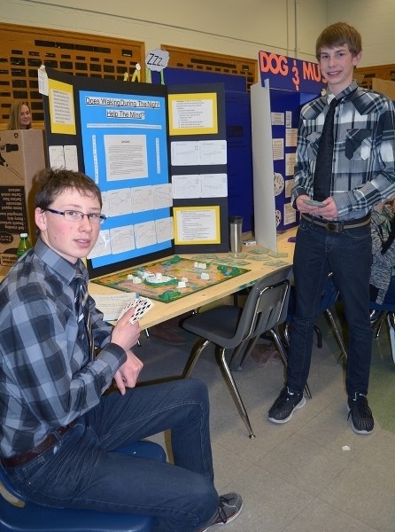 Ben Jud, left, and project partner Kirk Rieberger are in Montreal this week after winning regionals in March to attend the Canada Wide Science Fair in Montreal May 15 to 20.