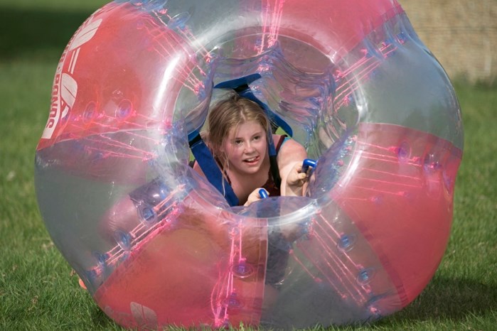 Tessa Yarbrough participates in bubble soccer during Youth Week in Penhold May 2 to 6.