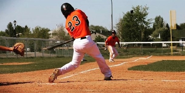 Kole Waye takes a big swing at the play during a game last season with the Fort McMurray Oil Giants midget AAA team.