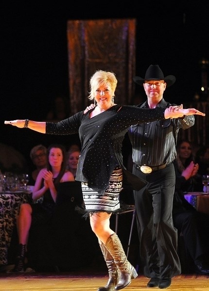 Dusty Daines shows off her dance moves with dance partner Brian Senn during the 2016 Sheraton Celebrity Dance Off in Red Deer. Daines took the award for top fundraiser after