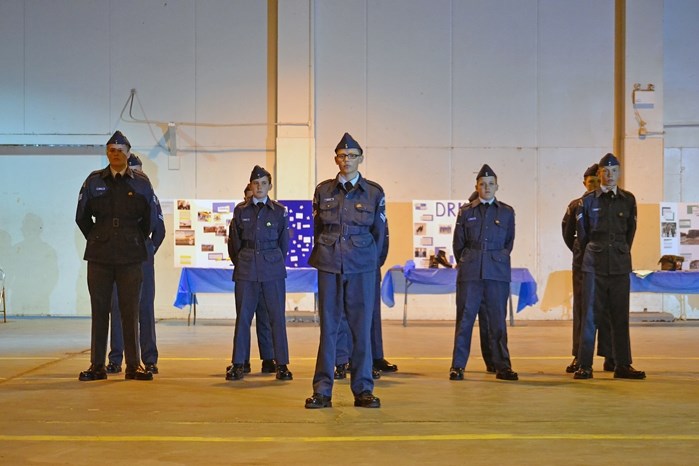 Air cadets proudly stand in formation during the ceremonial annual review.