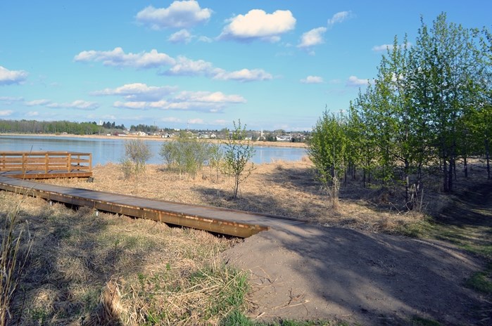 Last fall the town created a graded entrance path off the Napoleon Lake nature trail to allow for easier access to the new viewing platforms. Last month, the town hired a