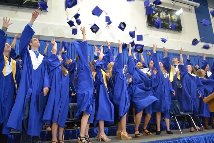 Innisfail High School graduates joyfully toss their mortarboards to mark their momentous life milestone following a 75-minute graduation ceremony last weekend (June 25)