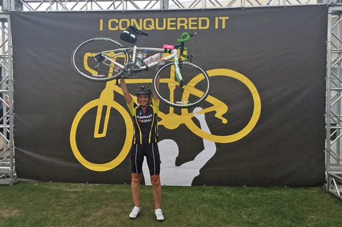 Innisfail resident Arleen Frank, seen here participating in the Enbridge Ride To Conquer Cancer last year, has raised $30,000 for the event. All proceeds raised go to the