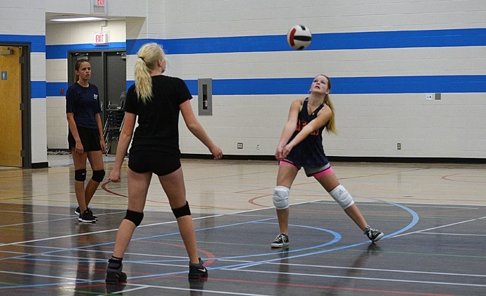 The junior varsity girls volleyball team at Innisfail High School is in the rebuilding process this season.