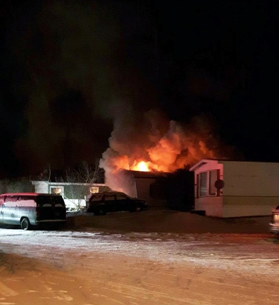 Fire and emergency crews arrived on scene of a suspicious trailer fire Feb. 4 at the Penhold Estates trailer court. Penhold Fire and Innisfail RCMP are investigating.