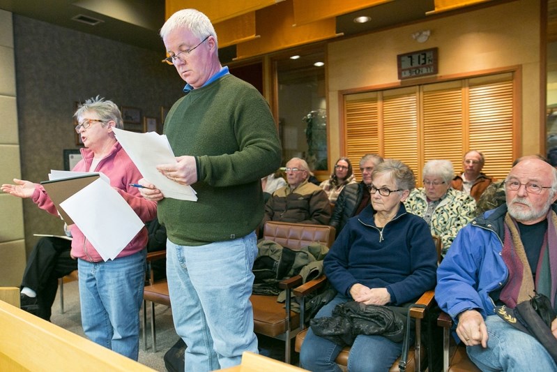 Members of the Citizens for Innisfail group at a past council meeting making a presentation. Their request to speak at the March 27 council meeting was denied.