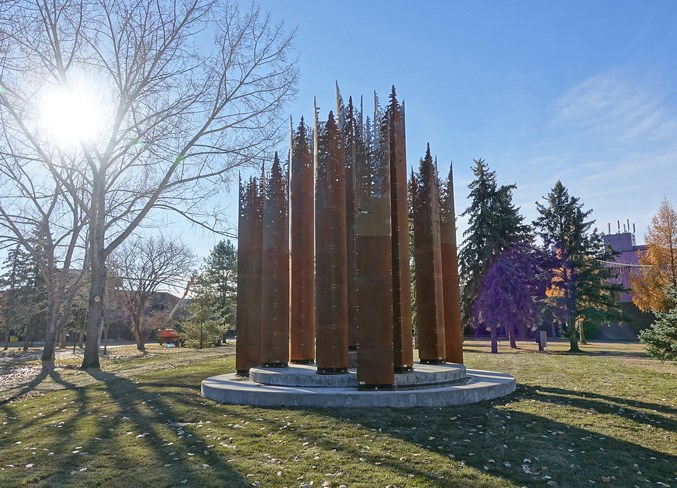 The Fort McMurray wildfire memorial in the daytime.