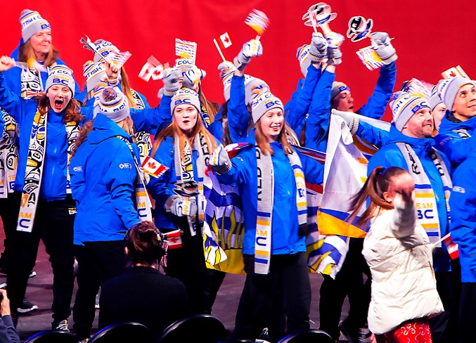  Team BC makes an entrance during the opening ceremony.