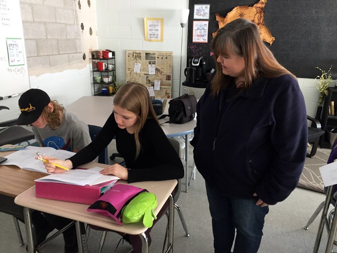  Province reporter Kristine Jean was available to help Grade 8 students with their journalism projects.