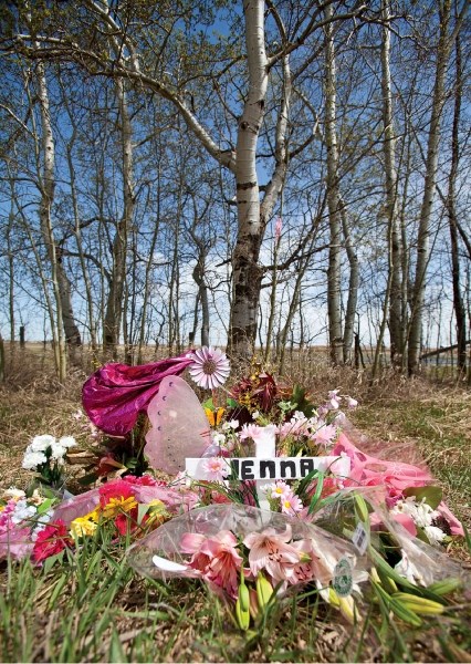 A memorial for Jenna Cartwright has been placed at the site where her body was discovered.