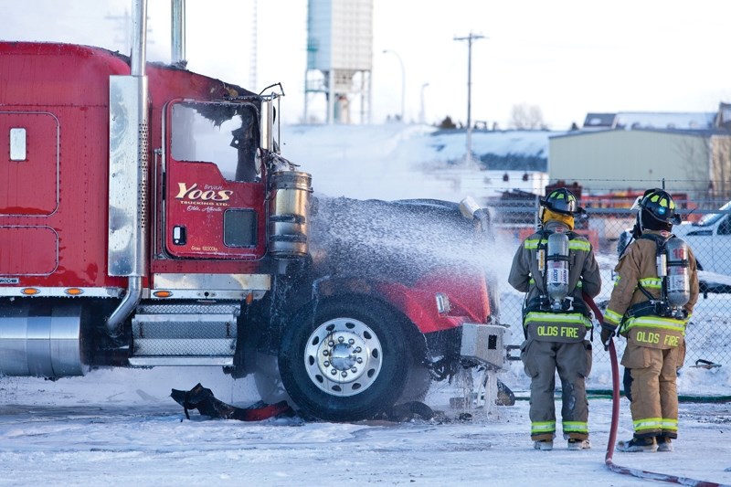 Firefighters respond to a semi that caught on fire on Imperial Close last Tuesday. The incident is under investigation and the fire department estimated the damages to be