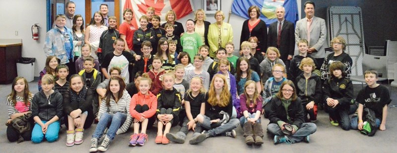 About 50 students from Ecole Deer Meadow School attended a council meeting in Olds on April 14. They asked questions on topics such as accessibility at the Sports Complex,