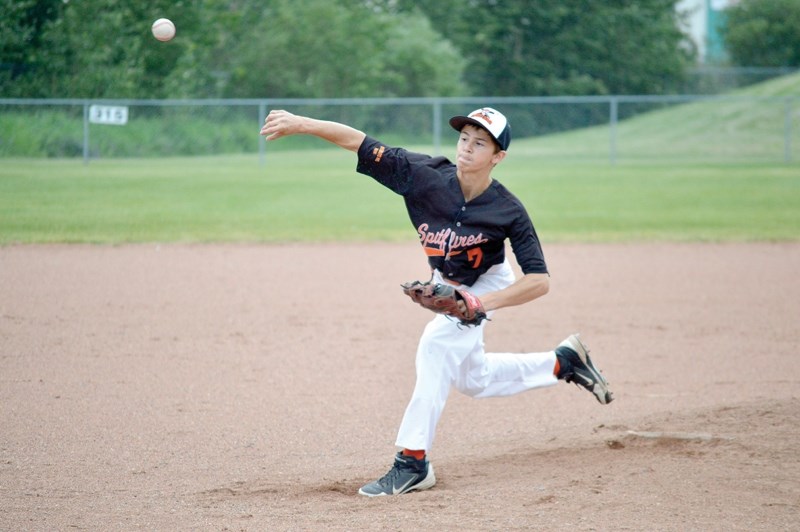 Greg Baumgardt pitches for the Olds Spitfires against the Fort McMurray Oil Giants at the 2014 Bantam AA Tier IV Baseball Alberta Provincial Championships on July 19. CLICK