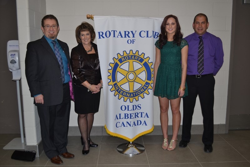 During the Harvest Ball Oct. 25 at the Alumni Centre, Olds Rotary Club president Norm McInnis (far left) gathers with this year&#8217;s award winners: Humanitarian of the