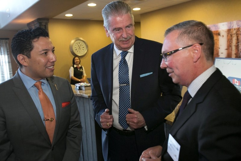 From left, Alberta Culture and Tourism Minister Ricardo Miranda, Olds College president Tom Thompson and Alberta Hotel and Lodging Association (AHLA) president Dave Kaiser