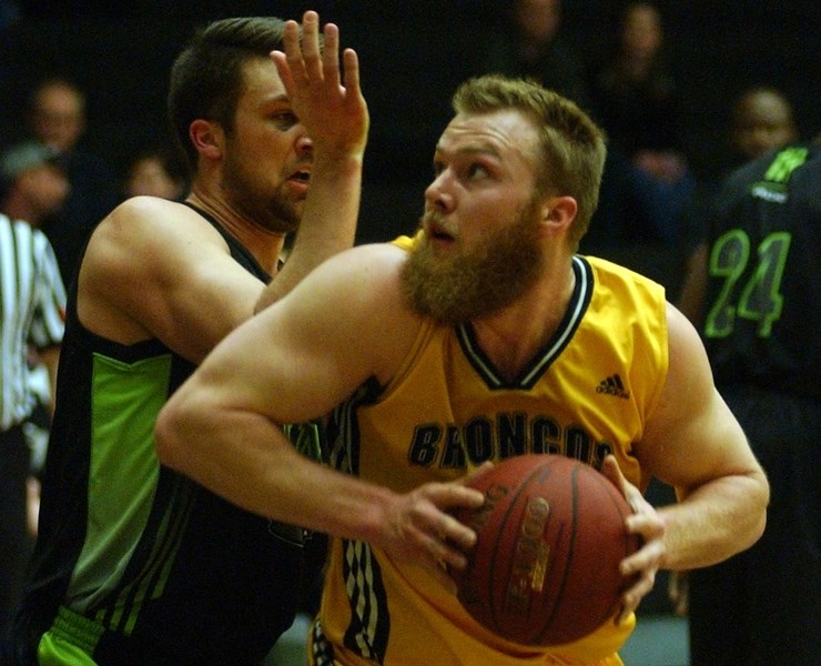 Broncos forward Kyle Huffman led his team with seven rebounds against the Red Deer College Kings on Feb. 20 at the Ralph Klein Centre. Huffman was recognized before the game