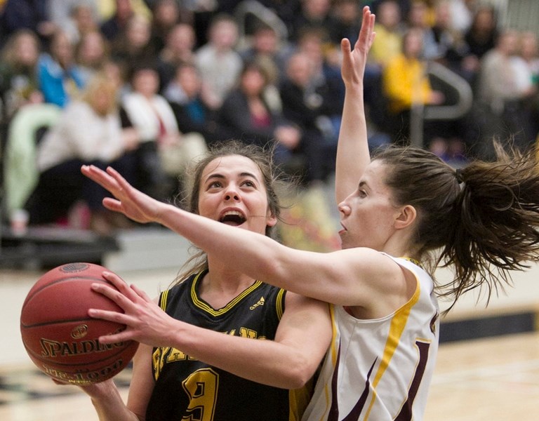 Anteia Organ attempts a layup during the provincials.