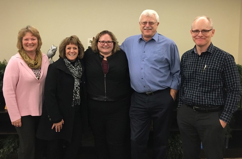 Several Olds health care officials gathered for a photo with Health Minister Sarah Hoffman during Hoffman&#8217;s tour of Olds facilities on March 22. From left: Olds and