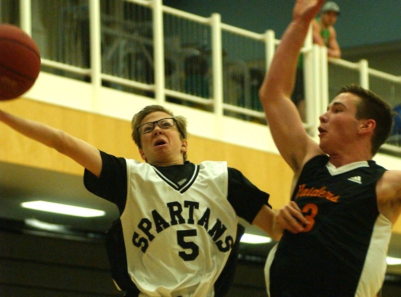 The Swoosh Canada basketball club held another tournament in Olds this weekend, drawing 48 teams, including one from Olds. Here, Jayden Hammer attempts a layup against the