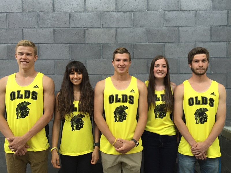 Spartans athletes who went to the 2016 ASAA track and field provincial championship from June 3-4. From left, Baylen Unger, Jansie Nel, Thomas Rosenberger, Laura Klinck and