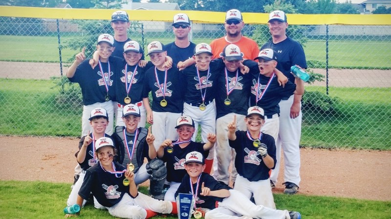 The Olds Spitfires mosquito A team won the Tier II provincials in Spruce Grove last month. Back row, from left: assistant coach Mark Hammer, head coach Chris Overwater,