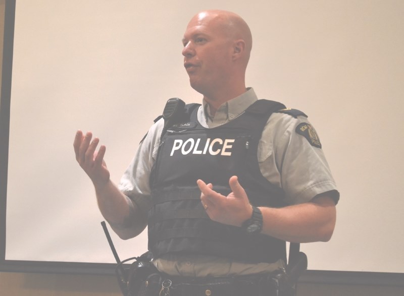 During an Olds &#038; District Chamber of Commerce meeting Sept. 13 at the Pomeroy Inn &#038; Suites, Olds RCMP Cpl. Mike Black urged residents to call police if they think